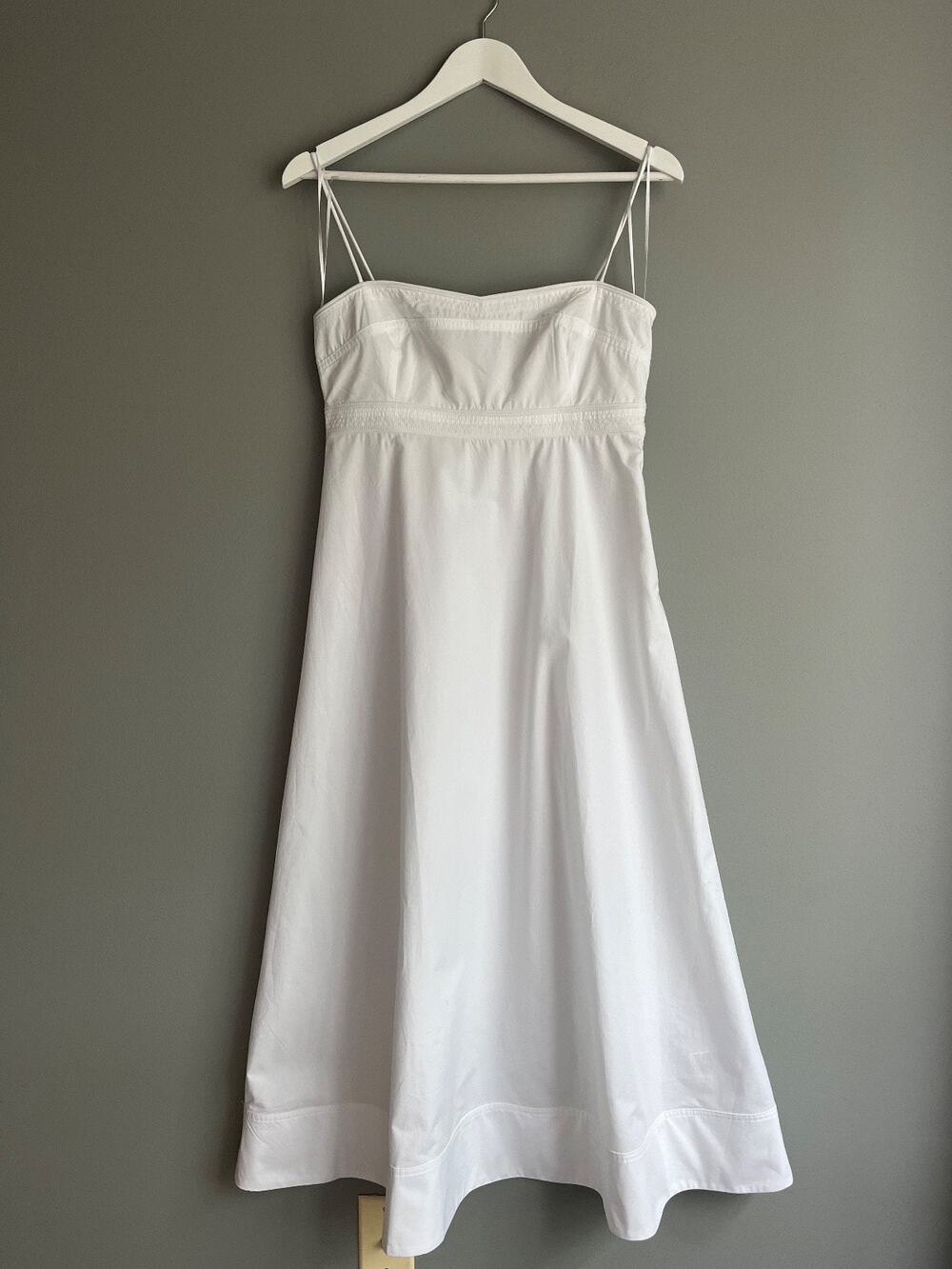 J.Crew NWT $168 Womens Empire Waist Poplin Midi Dress White 4 Bridal CV557